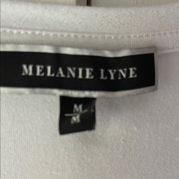 White Shimmer Scoop Neck Women's Top - Picture 2 of 4